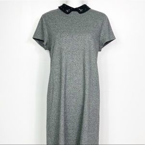 Loft Grey dress with black beaded collar